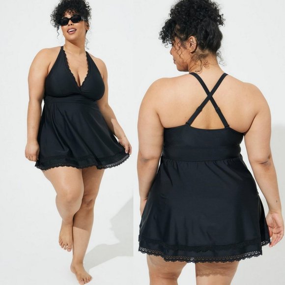 torrid Other - NWT Torrid 4 Wireless Mid Length Lace Trim Swim Dress No Bottoms 4X 26